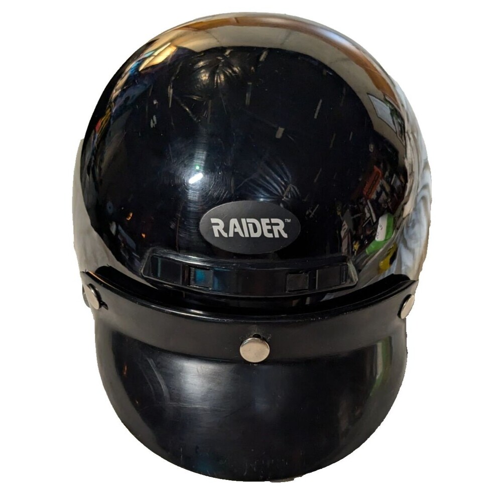 Raider Black DOT Black 1/2 Half Helmet & Visor Size XL US SHIPPING